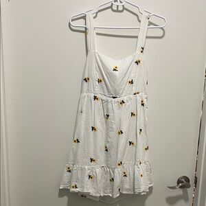 Rewind White Dress with Yellow Floral Accents